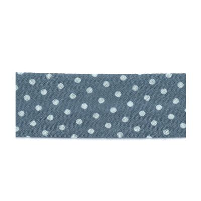 Biais Frou-Frou 20mm tissu Pois Bleu Gris - PRIX AU METRE