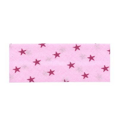 Biais Frou-Frou 20mm tissu Etoiles Rose - PRIX AU METRE