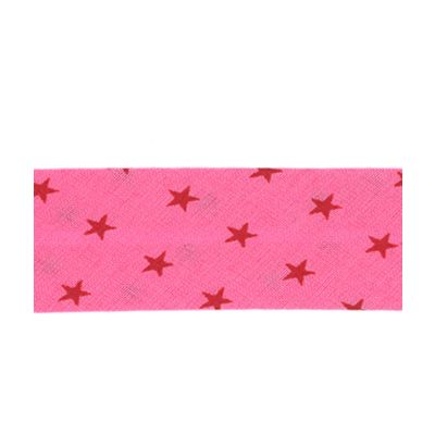 Biais Frou-Frou 20mm tissu Etoiles Framboise - PRIX AU METRE