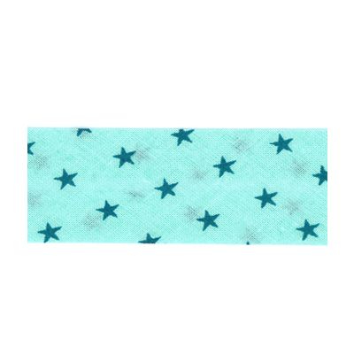 Biais Frou-Frou 20mm tissu Etoiles Bleu lagon - PRIX AU METRE
