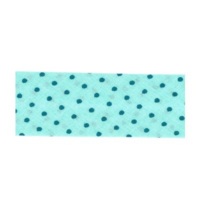 Biais Frou-Frou 20mm tissu Pois Bleu lagon - PRIX AU METRE