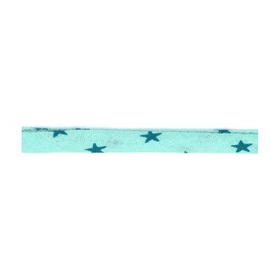 Frou-Frou Cordon Spaghetti 7mm tissu Etoiles Bleu lagon - PRIX AU METRE