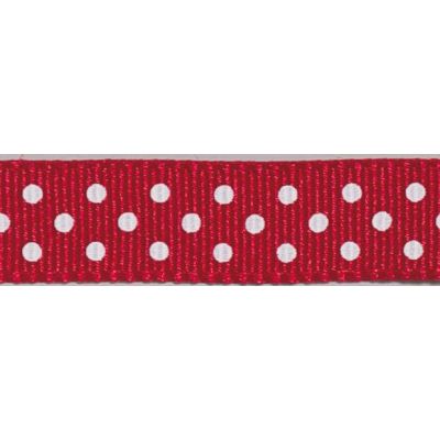Ruban Gros Grain Pois Rouge - PRIX AU METRE (Vendable à la bobine de 25m)