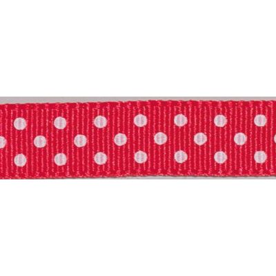 Ruban Gros Grain Pois Rose Framboise - PRIX AU METRE (Vendable à la bobine de 25m)