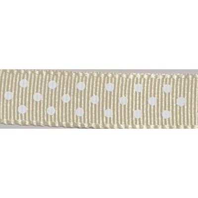 Ruban Gros Grain Pois Blanc cassé / Ecru - PRIX AU METRE (Vendable à la bobine de 25m)