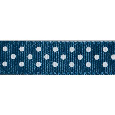 Ruban Gros Grain Pois Bleu gris - PRIX AU METRE (Vendable à la bobine de 25m)