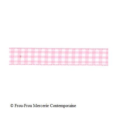 Ruban Tissé Vichy Rose clair - PRIX AU METRE