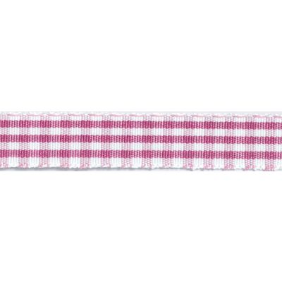 Ruban Tissé Vichy Rose Prune - PRIX AU METRE