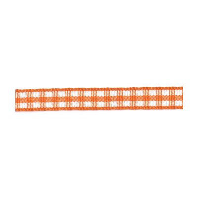 Ruban Tissé Frou-Frou 6mm Vichy Orange - PRIX AU METRE