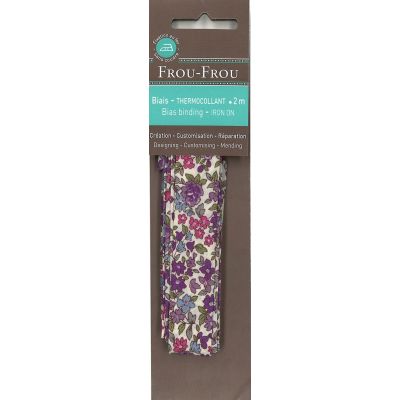 Biais thermocollant Frou-Frou 20mmx2m tissu Fleuri Violet clair petites fleurs
