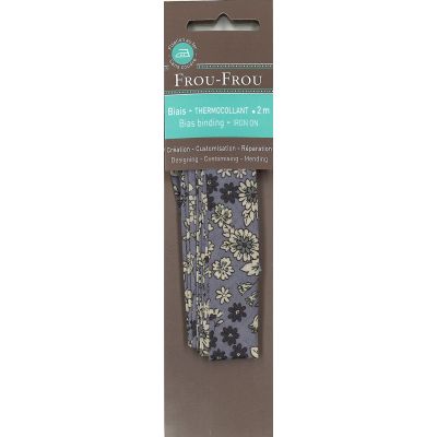 Biais thermocollant Frou-Frou 20mmx2m tissu Fleuri Myrtille