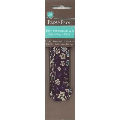 Biais thermocollant Frou-Frou 20mmx2m tissu Fleuri Violet foncé