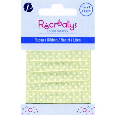 Récréatys - Ruban gros grain Pois 10mmx1m Beige