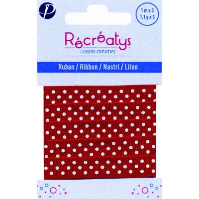 Récréatys - Ruban gros grain Pois 10mmx1m Rouge