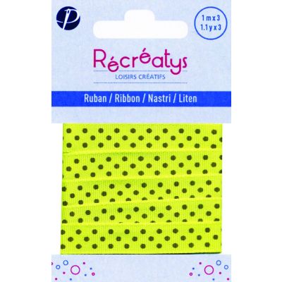 Récréatys - Ruban gros grain Pois 10mmx1m Vert pistache