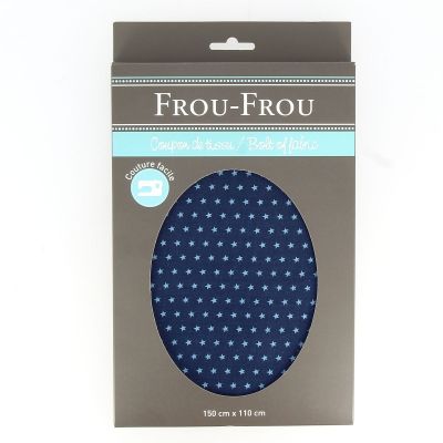 TISSU COUPON ETOILES 150x110cm Bleu foncé - 100% Coton