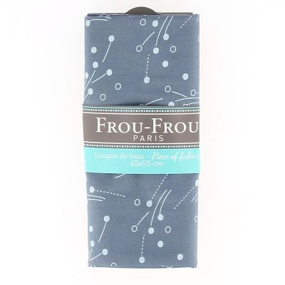 COUPON TISSU 45x55cm ODONATA Bleu Gris - 100% Coton