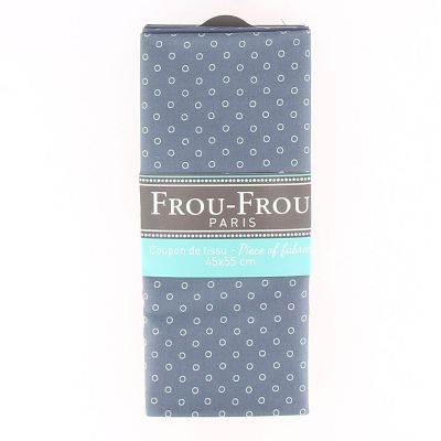 COUPON TISSU 45x55cm ODONATA pois Bleu Gris - 100% Coton