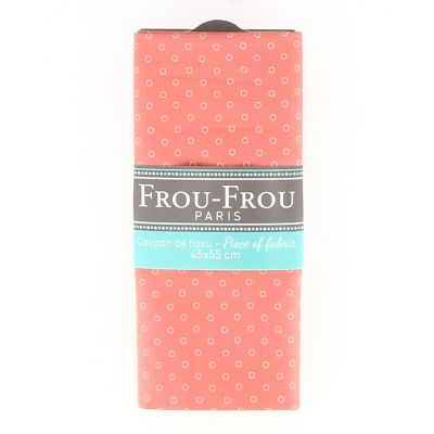 COUPON TISSU 45x55cm ODONATA pois CORAIL - 100% Coton