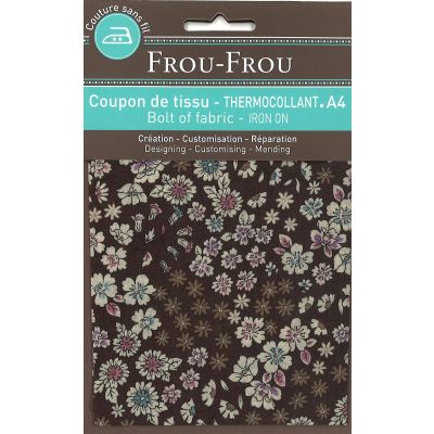 Tissu thermocollant A4 Frou-Frou Fleuri Marron Chocolat