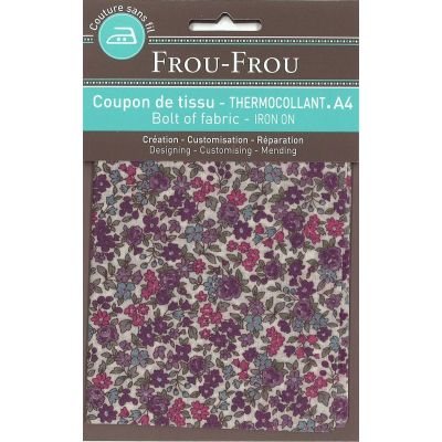 Tissu thermocollant A4 Frou-Frou Fleuri Violet clair