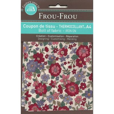 Tissu thermocollant A4 Frou-Frou Fleuri Rouge