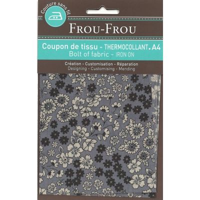 Tissu thermocollant A4 Frou-Frou Fleuri Myrtille