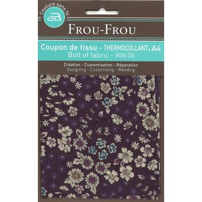 Tissu thermocollant A4 Frou-Frou Fleuri Violet foncé