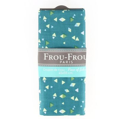 COUPON TISSU 45x55cm KIRIGAMI MINI'S Turquoise foncé - 100% coton