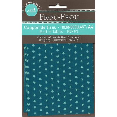 Tissu thermocollant A4 Frou-Frou Etoiles Turquoise foncé