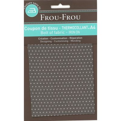 Tissu thermocollant A4 Frou-Frou Pois Taupe