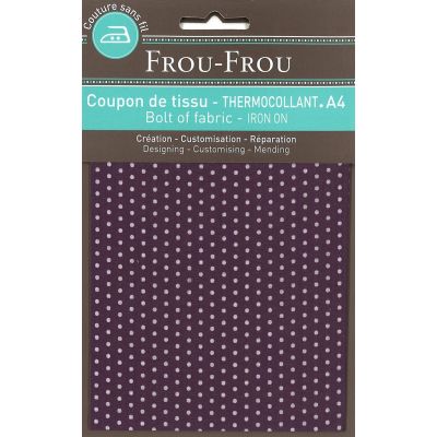 Tissu thermocollant A4 Frou-Frou Pois Violet foncé