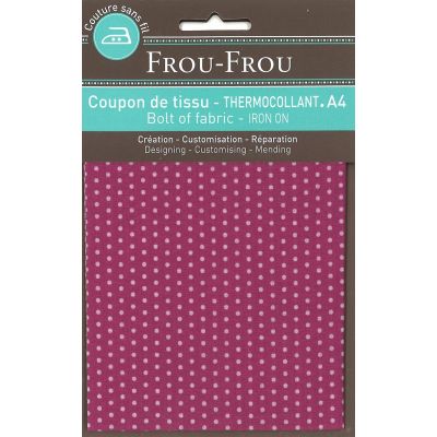 Tissu thermocollant A4 Frou-Frou Pois Rose Camélia