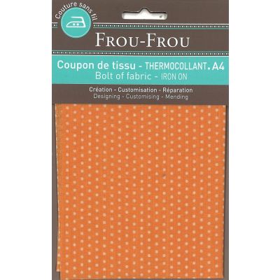 Tissu thermocollant A4 Frou-Frou Pois Orange