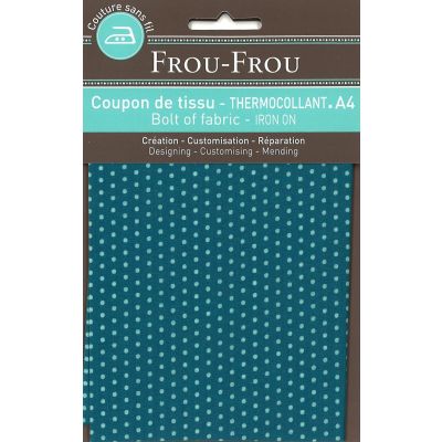 Tissu thermocollant A4 Frou-Frou Pois Turquoise foncé