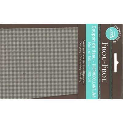 Tissu thermocollant A4 Frou-Frou Vichy Taupe