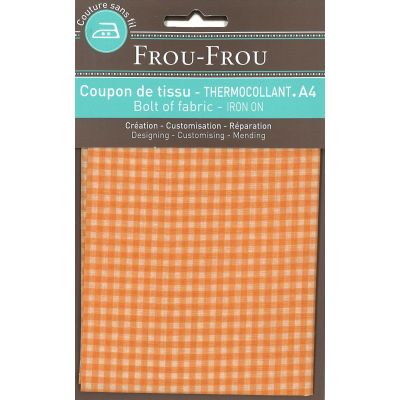 Tissu thermocollant A4 Frou-Frou Vichy Orange