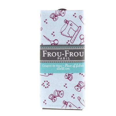 COUPON TISSU 45x55cm I Love Couture Ustensile Bleu lagon - 100% Coton