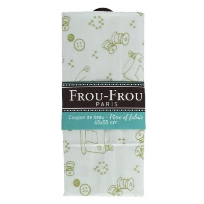 COUPON TISSU 45x55cm I Love Couture Ustensile Vert jade - 100% Coton