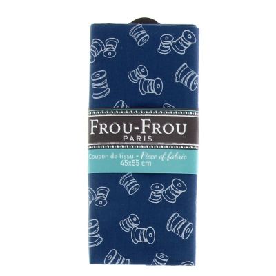 COUPON TISSU 45x55cm I Love Couture Bobine Bleu roi - 100% Coton