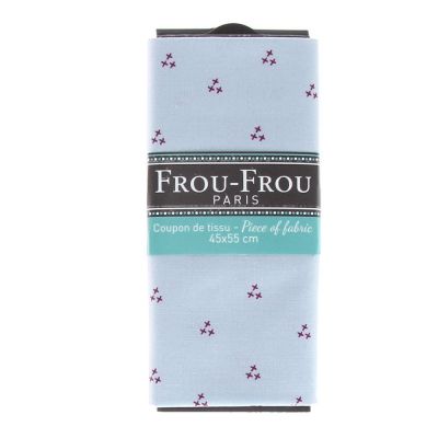 COUPON TISSU 45x55cm I Love Couture Point de croix Bleu lagon - 100% Coton