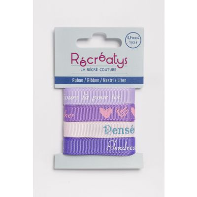 Récréatys - Assortiment 4 rubans messages 10mmx0,9mètre LOVE