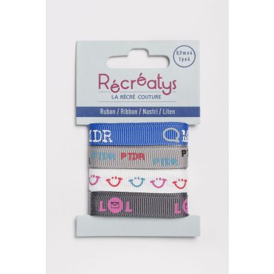 Récréatys - Assortiment 4 rubans messages 10mmx0,9mètre LOL