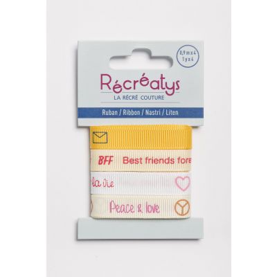 Récréatys - Assortiment 4 rubans messages 10mmx0,9mètre AMIS