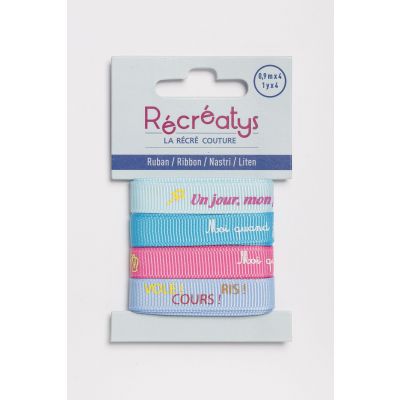 Récréatys - Assortiment 4 rubans messages 10mmx0,9mètre POSITIVE ATTITUDE