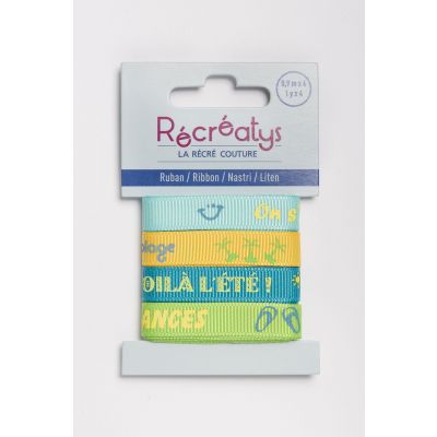 Récréatys - Assortiment 4 rubans messages 10mmx0,9mètre SOLEIL