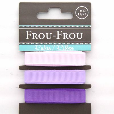 ASSORTIMENT 3 RUBANS GROS GRAIN UNI 10MM - Violet / Parme / Rose clair