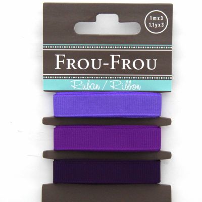 ASSORTIMENT 3 RUBANS GROS GRAIN UNI 10MM - Prune / Violet / Parme