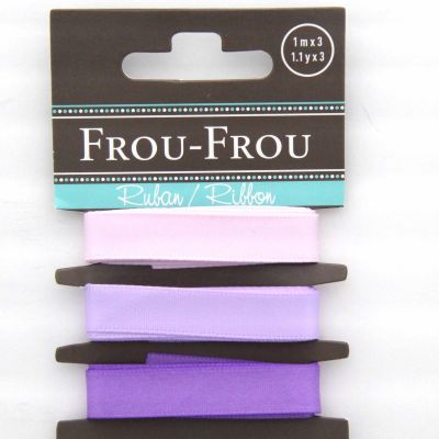 ASSORTIMENT 3 RUBANS SATIN UNI 10MM - Violet / Parme / Rose clair