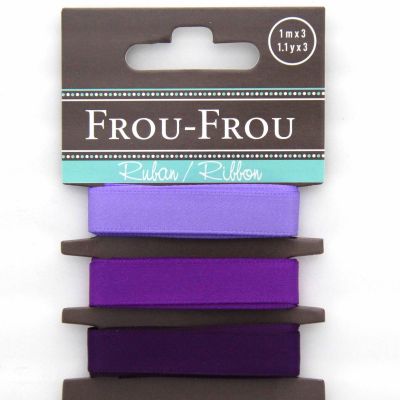 ASSORTIMENT 3 RUBANS SATIN UNI 10MM - Prune / Violet / Parme